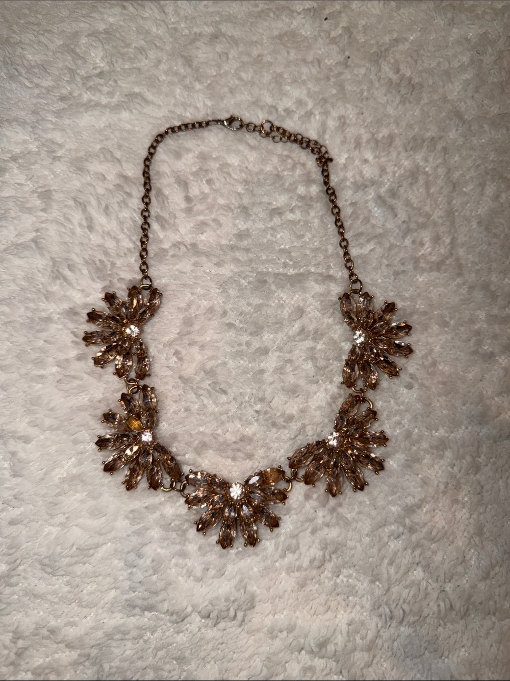 Francesca's Collections Gold Floral Crystal Statement Necklace